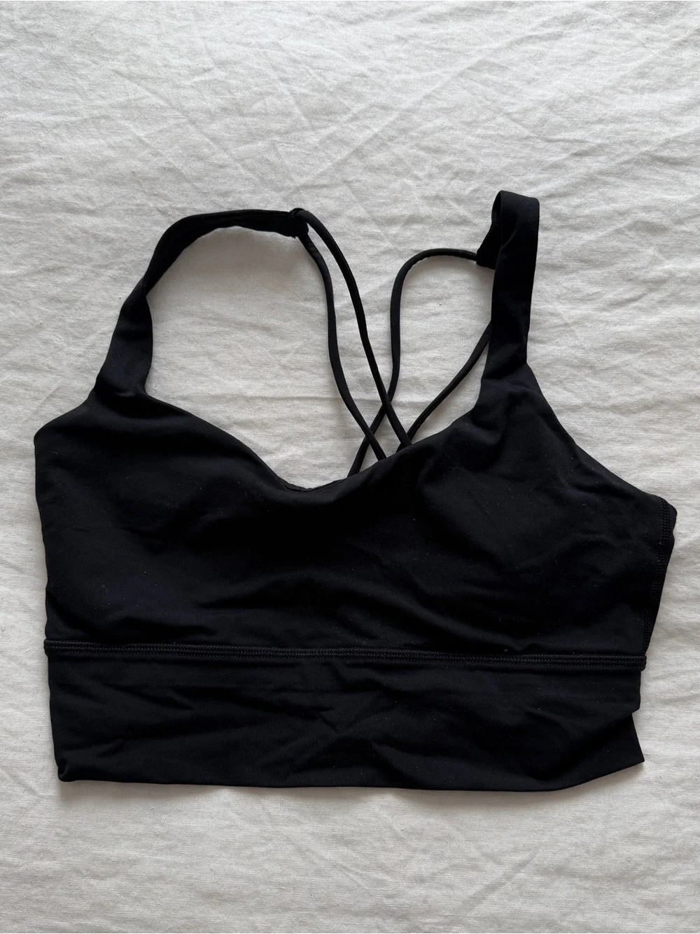 lululemon black strappy longline sports bra